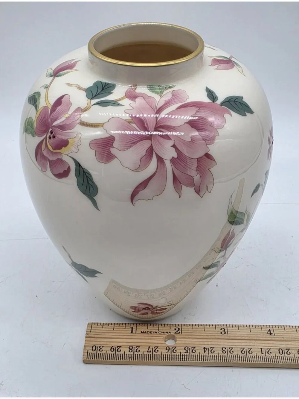 Lenox Small 6.25” Vase Barrington Collection Floral Pink Peonies Made in USA